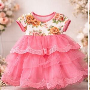 Matilda Jane Pink Floral Tiered Tulle Party Dress